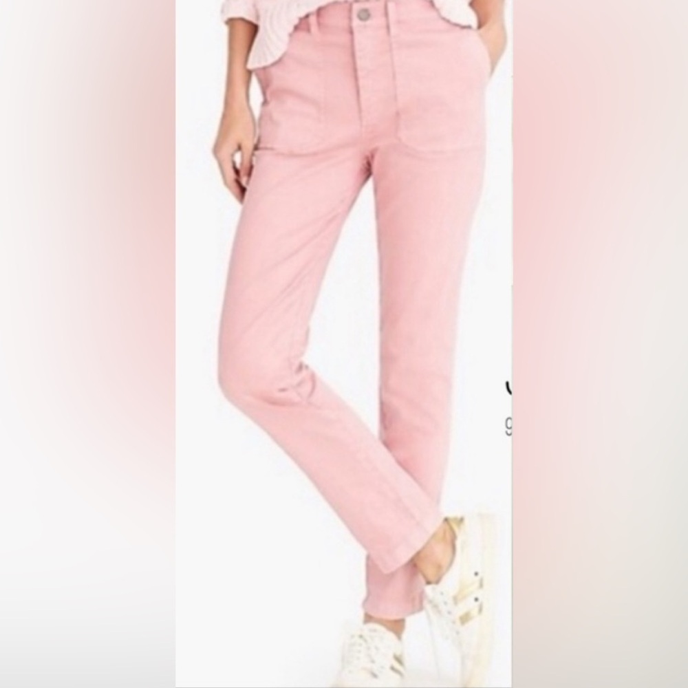 NWT J. Crew Cargo Toothpick Skinny Stretch Pants Mid Rise SZ 24 Pink